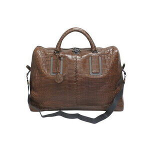BOTTEGA VENETA handbag Boston bag brown crocodile leather